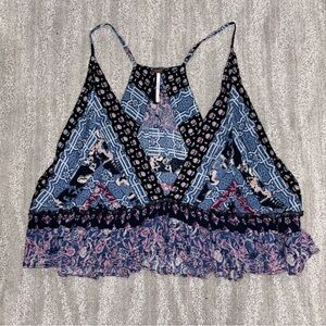 Free People V-Neck Boho Ruffle Sleeveless Crop Top Women’s Sz S